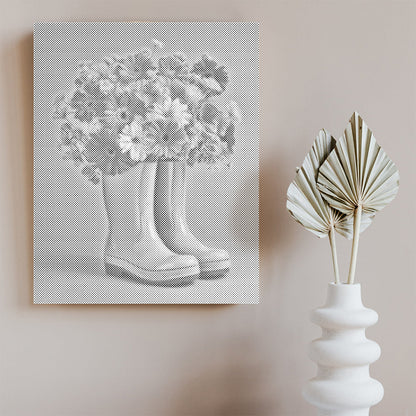 Bottes de pluie fleuries - Peinture à points