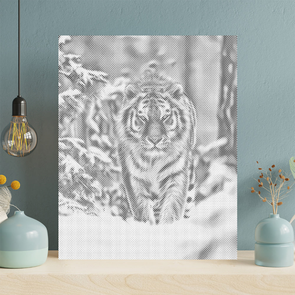 Tigre de Sibérie dans la neige - Peinture à points