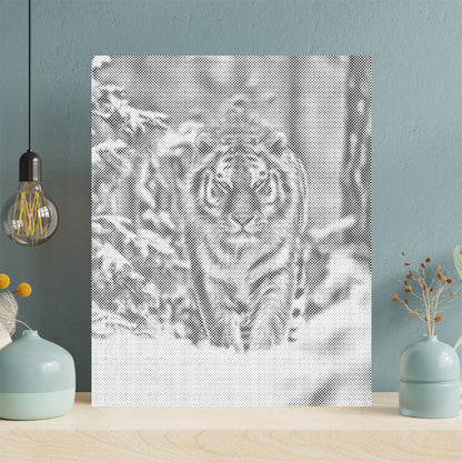 Tigre de Sibérie dans la neige - Peinture à points