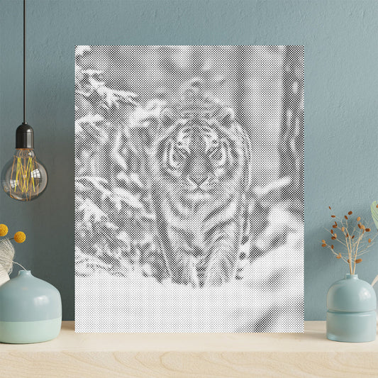 Tigre de Sibérie dans la neige - Peinture à points