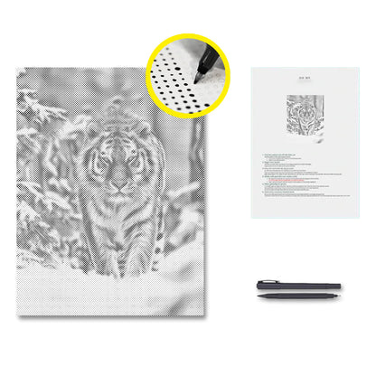 Tigre de Sibérie dans la neige - Peinture à points