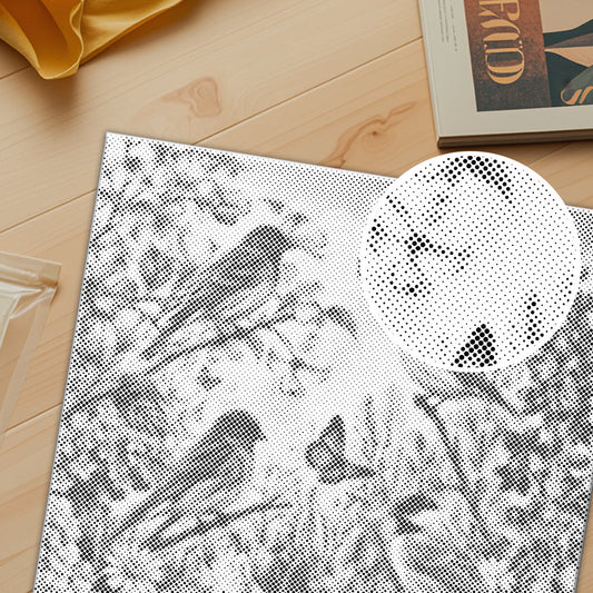 Jardin printanier avec oiseau chanteur - Peinture à points