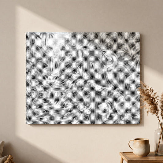 Perroquet tropical près d’une cascade - Peinture à points