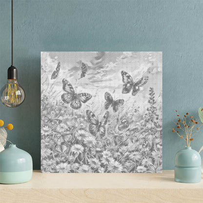 Papillon dans les fleurs - Peinture à points