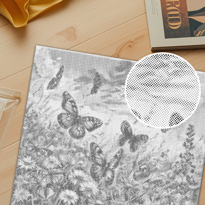 Papillon dans les fleurs - Peinture à points