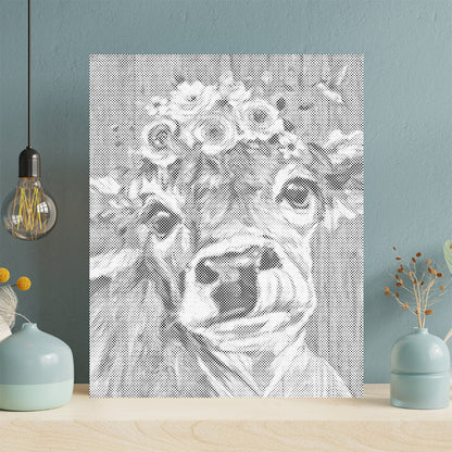 Vache fleurie - Peinture à points