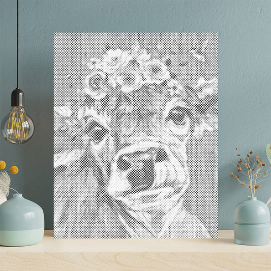 Vache fleurie - Peinture à points