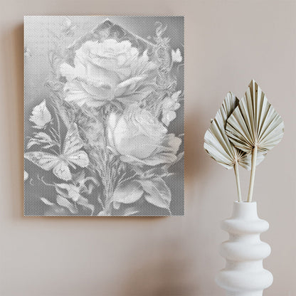 Fleurs et papillon - Peinture à points