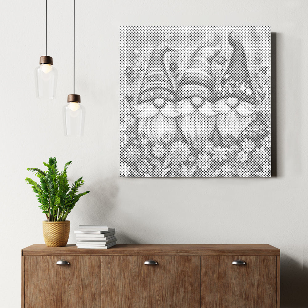 Gnomes fleuris - Peinture à points
