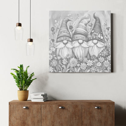 Gnomes fleuris - Peinture à points