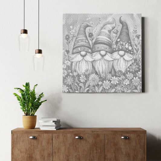Gnomes fleuris - Peinture à points