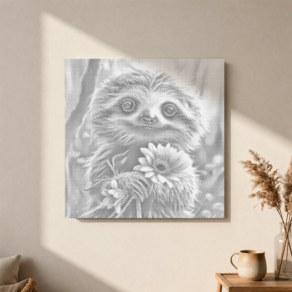 Paresseux joyeux avec fleurs - Peinture à points