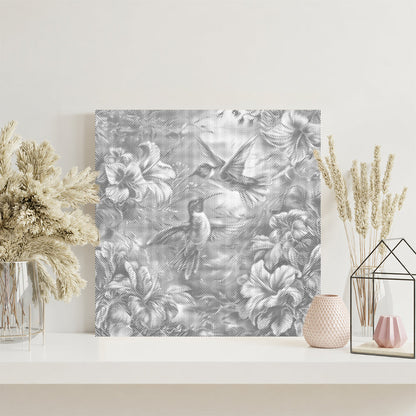 Colibri sur des fleurs colorées - Peinture à points