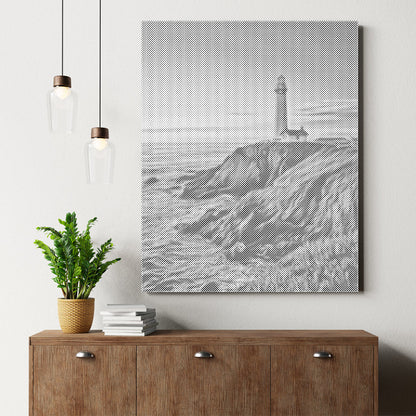 Phare au coucher du soleil - Peinture à points
