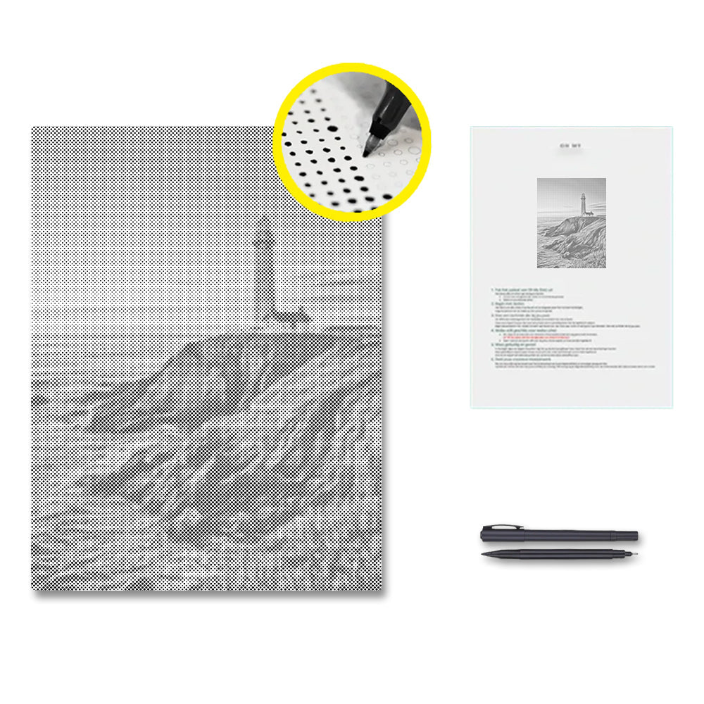Phare au coucher du soleil - Peinture à points