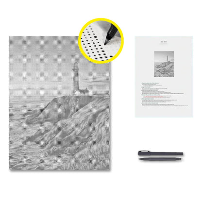 Phare au coucher du soleil - Peinture à points