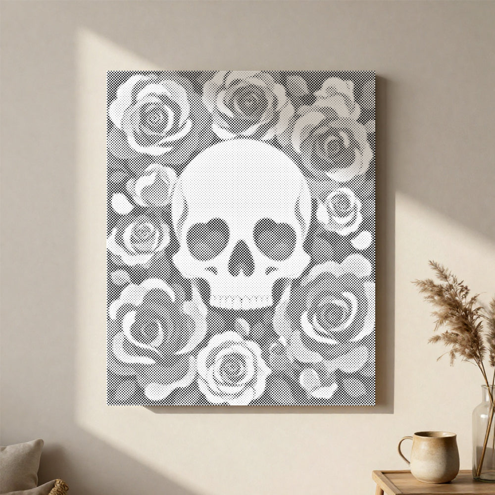 Crâne floral – Peinture à points