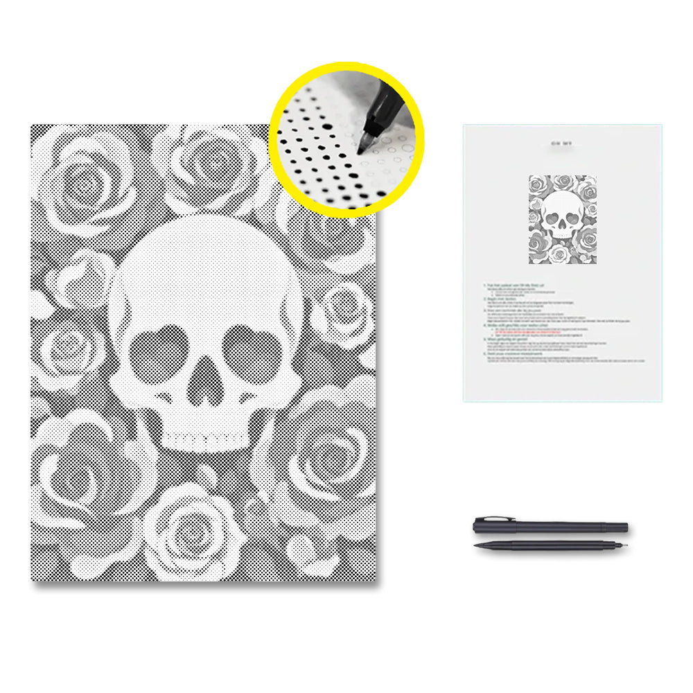 Crâne floral – Peinture à points