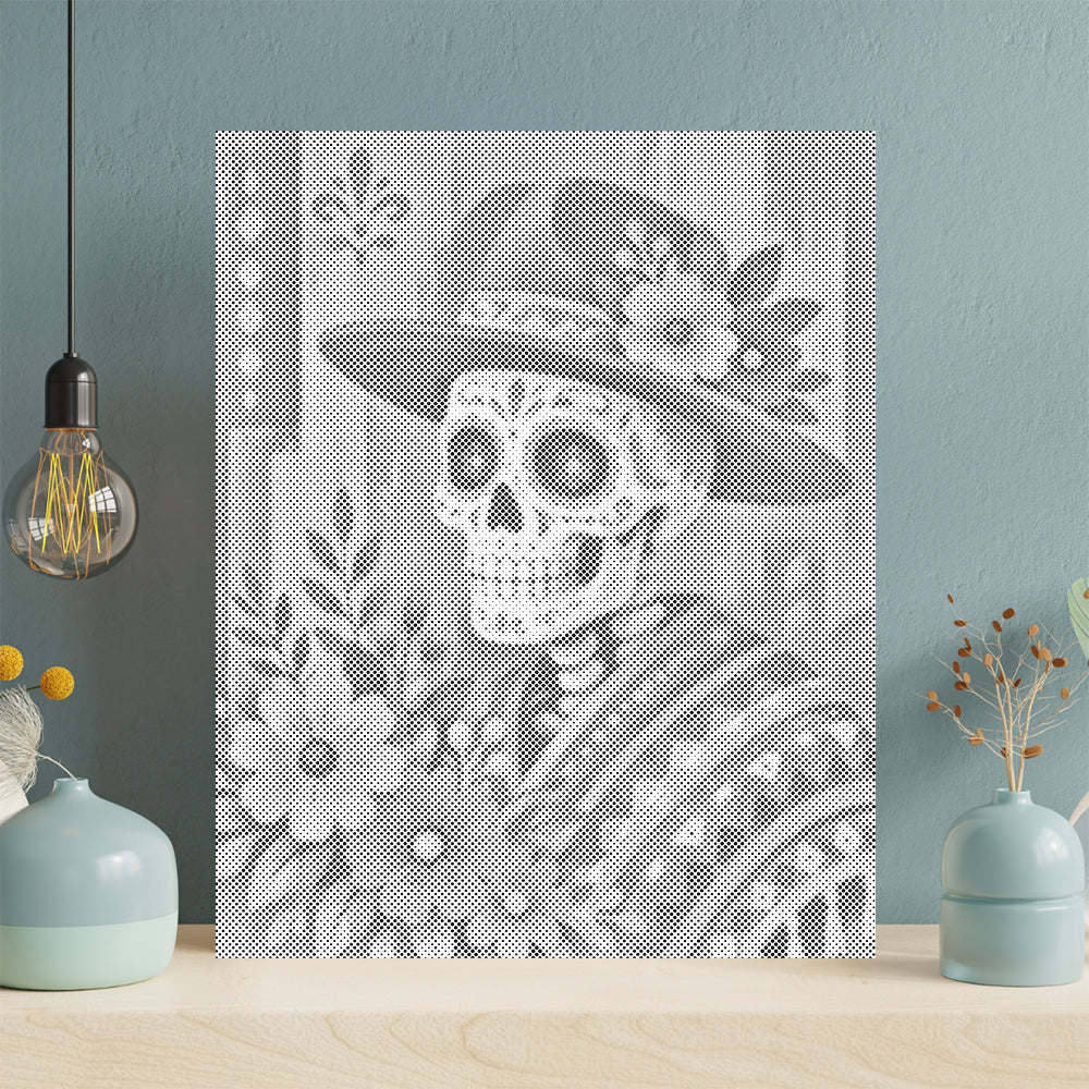 Festin de crâne en sucre floral – Peinture à points