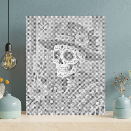 Festin de crâne en sucre floral – Peinture à points