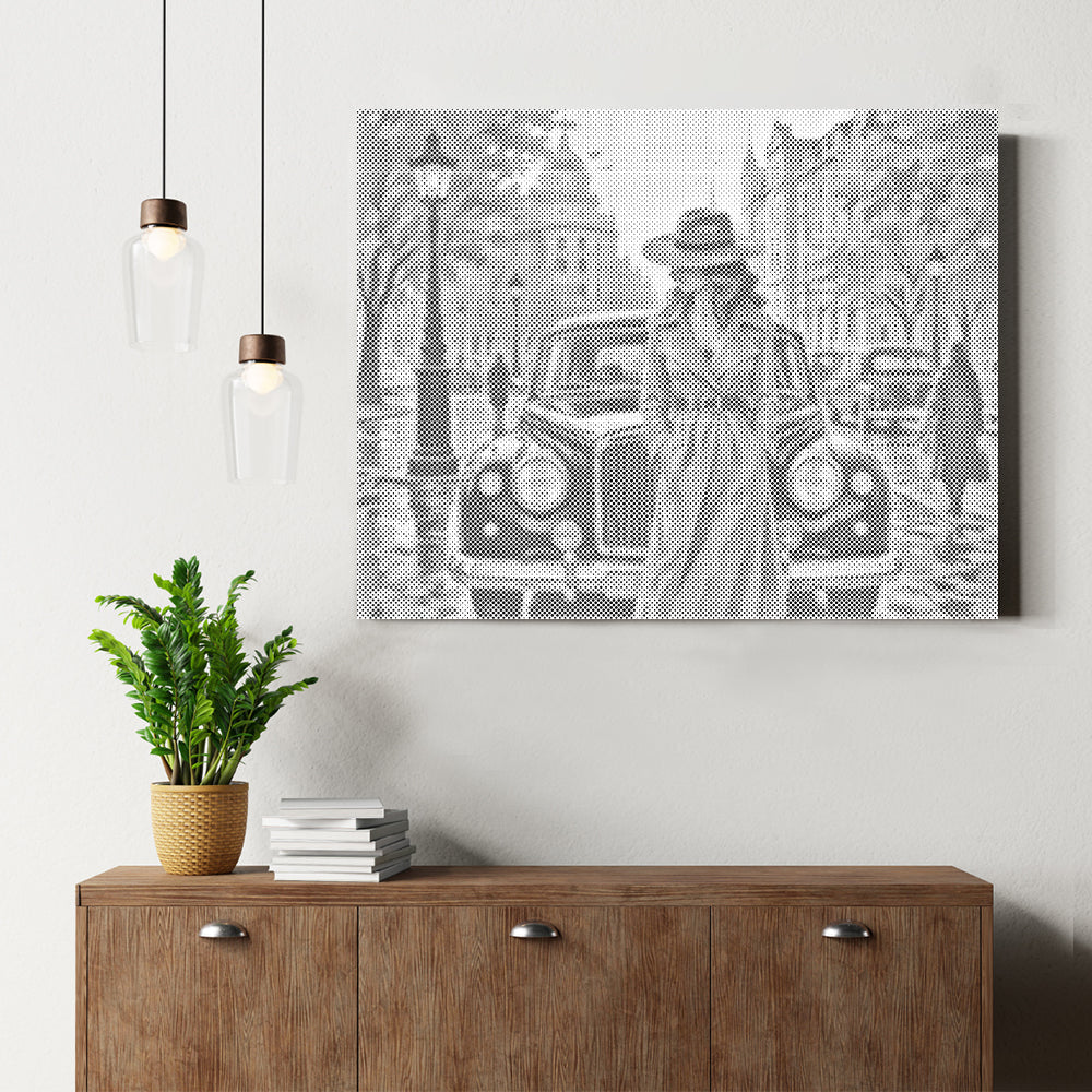 Rue pluvieuse – Peinture à points