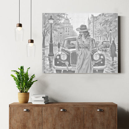 Rue pluvieuse – Peinture à points