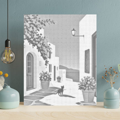 Promenade à Santorin – Peinture à points