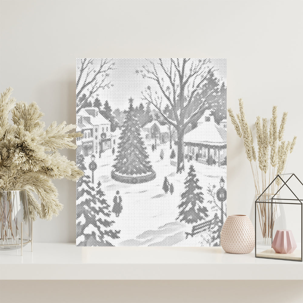 Chute de neige en décembre – Peinture à points