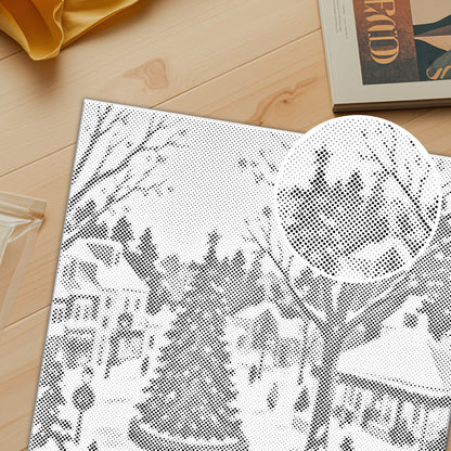 Chute de neige en décembre – Peinture à points