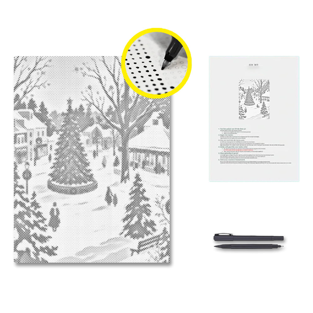 Chute de neige en décembre – Peinture à points