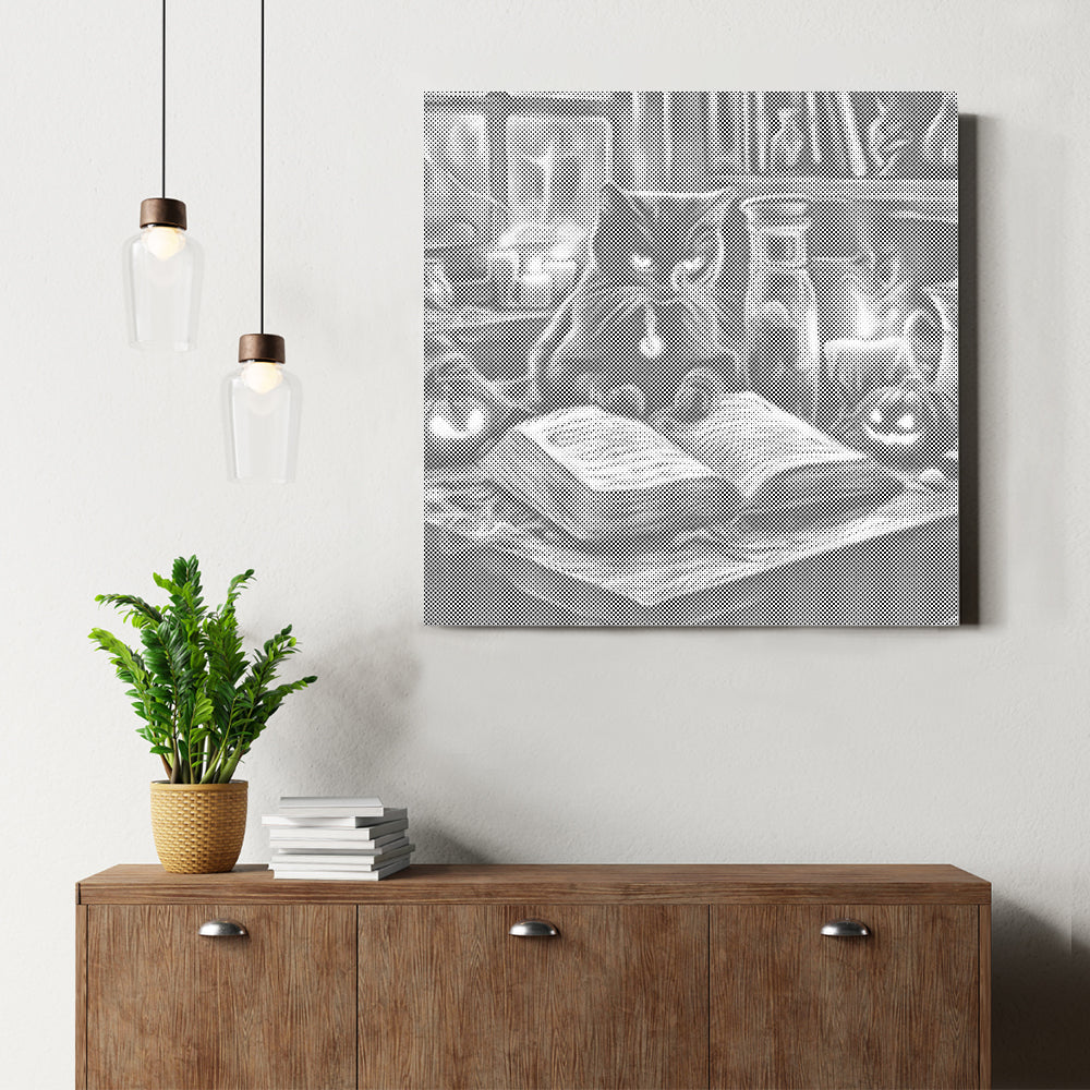 Chat assis à côté – Peinture à points