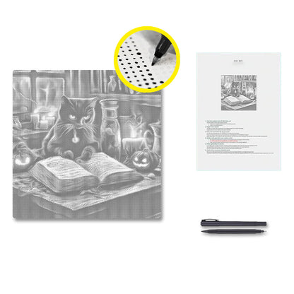 Chat assis à côté – Peinture à points