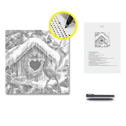 Charmante scène d'hiver – Peinture à points