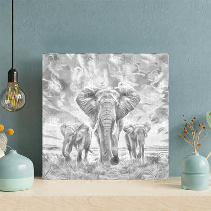 Éléphant au coucher du soleil – Peinture à points