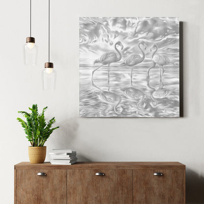 Coucher de soleil flamant rose – Peinture à points