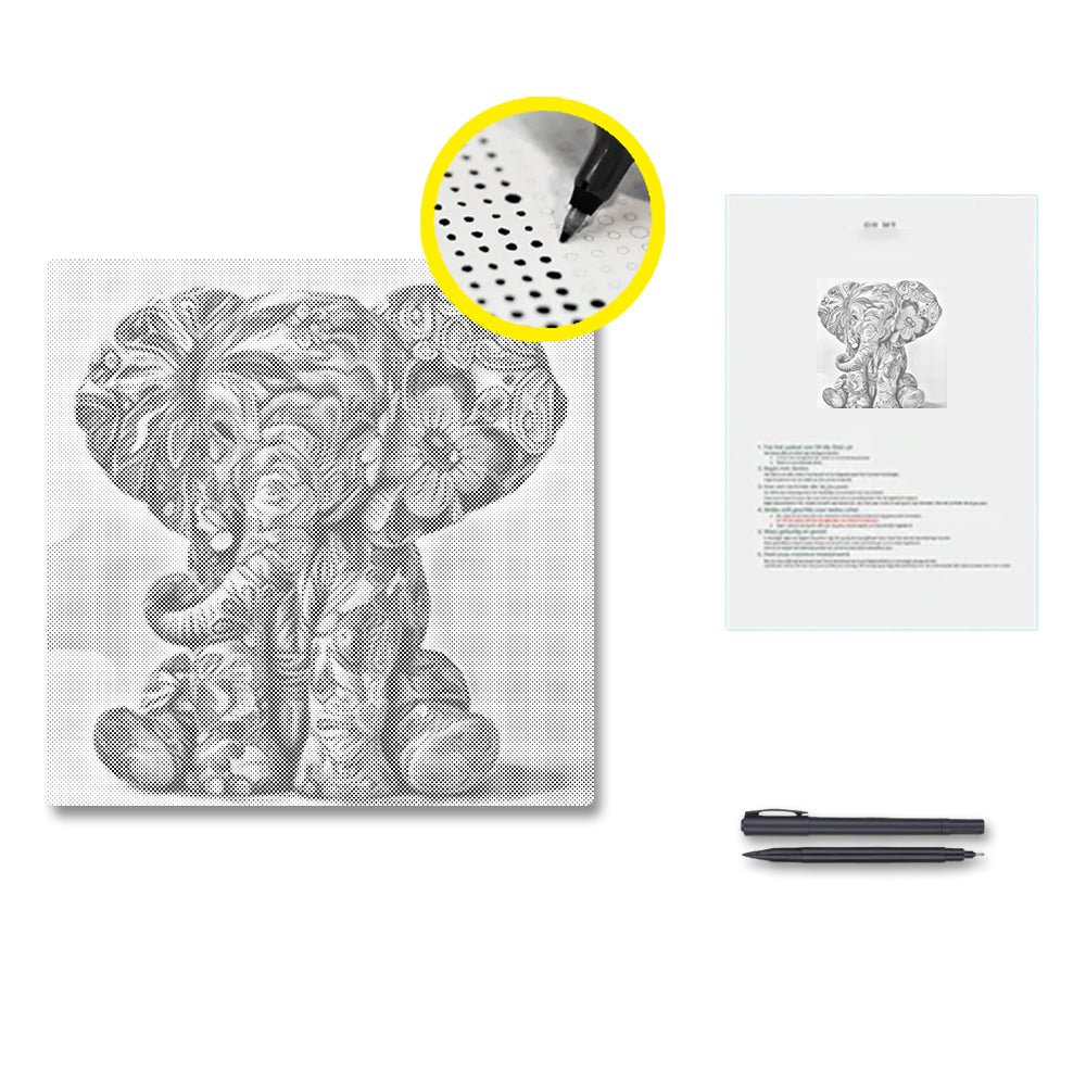 Bébé éléphant floral – Peinture à points