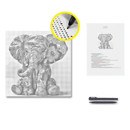 Bébé éléphant floral – Peinture à points