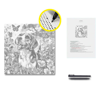 Chien de campagne heureux – Peinture à points