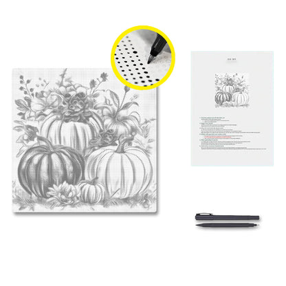 Citrouilles et fleurs – Peinture à points