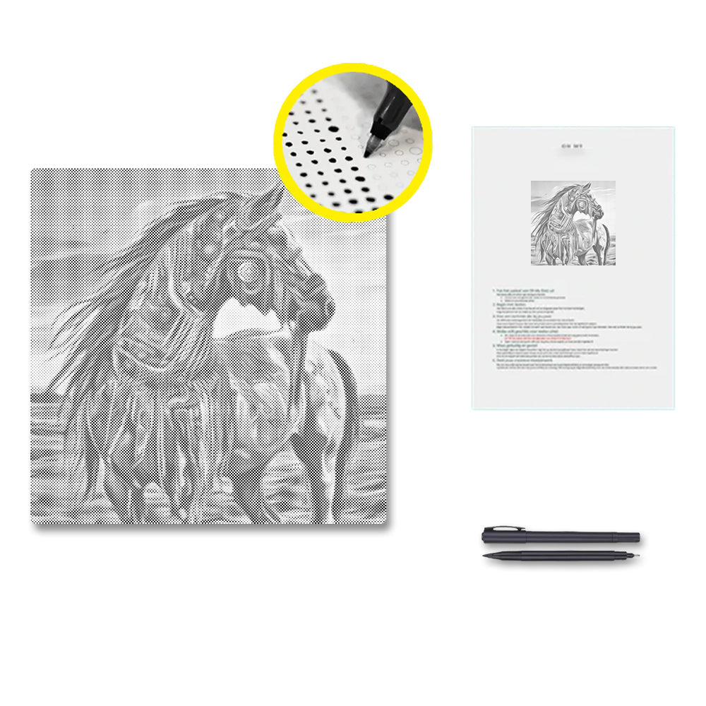 Cheval de guerre – Peinture à points