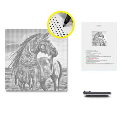 Cheval de guerre – Peinture à points