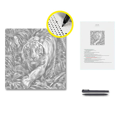 Tigre blanc dans la forêt – Peinture à points