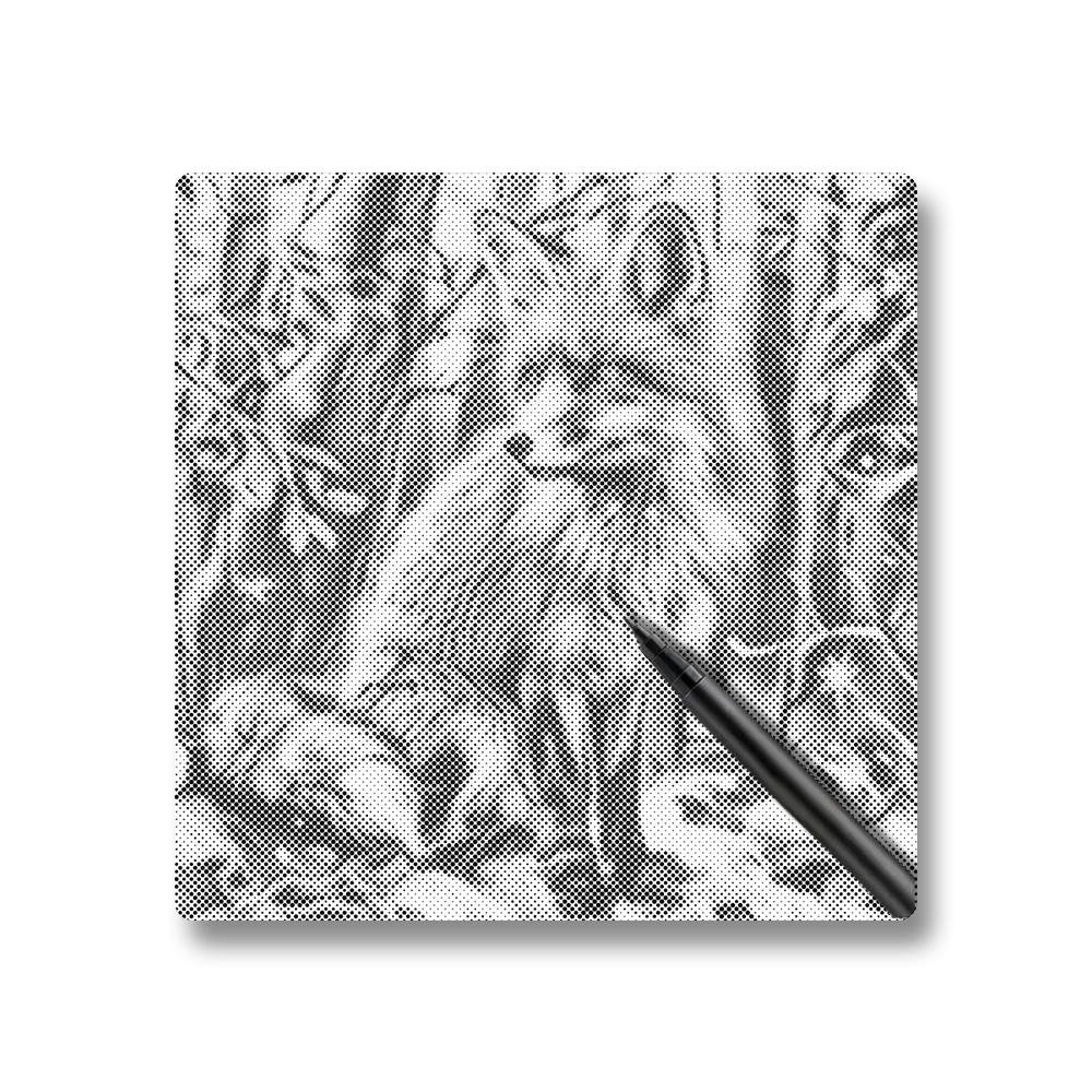 Renard dans une forêt enneigée - Peinture à Points