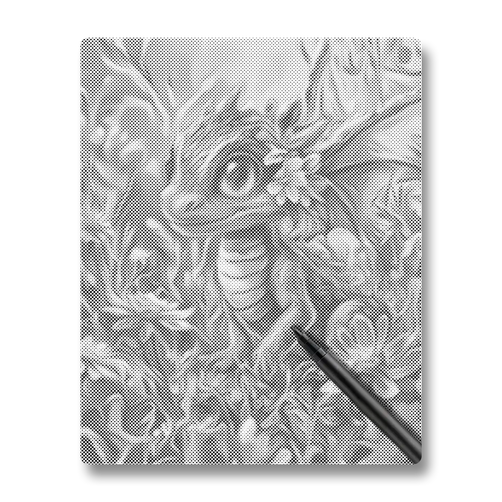 Dragon coloré au milieu des fleurs - Peinture à Points
