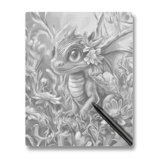 Dragon coloré au milieu des fleurs - Peinture à Points