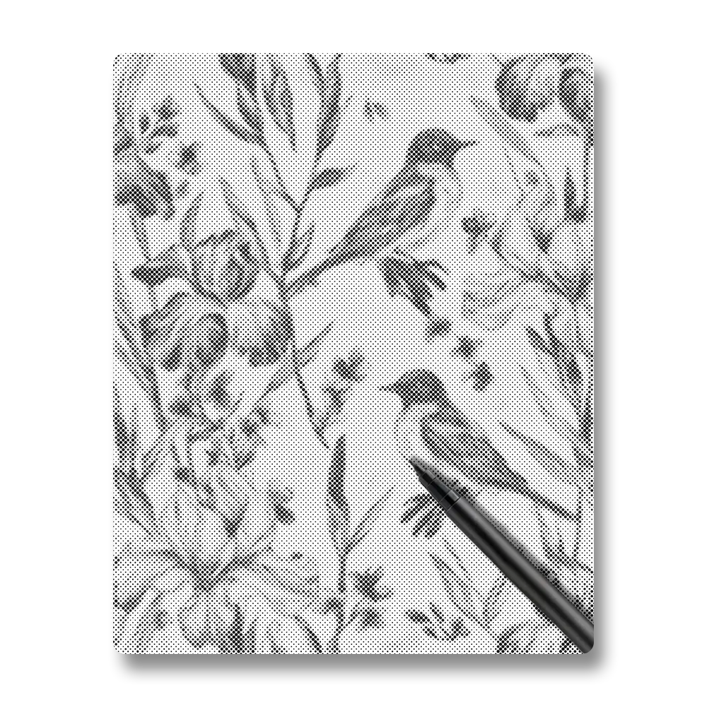 Merle bleu et iris - Peinture à Points