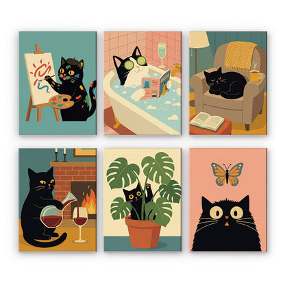 Chat noir tranquille