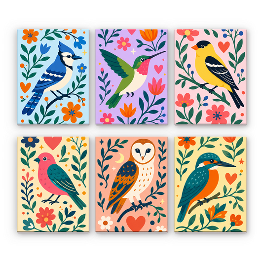 Oiseaux parmi les fleurs