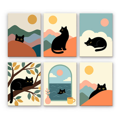 Chats noirs et paysages