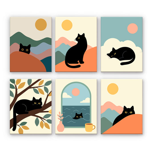Chats noirs et paysages